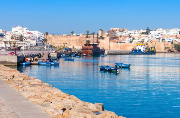 River Bou Regreg seafront and Kasbah in medina of Rabat, Morocco