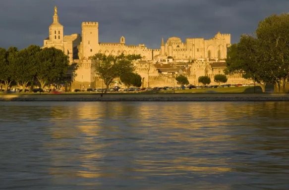 View of Avignon from across the river in Vaucluse, France