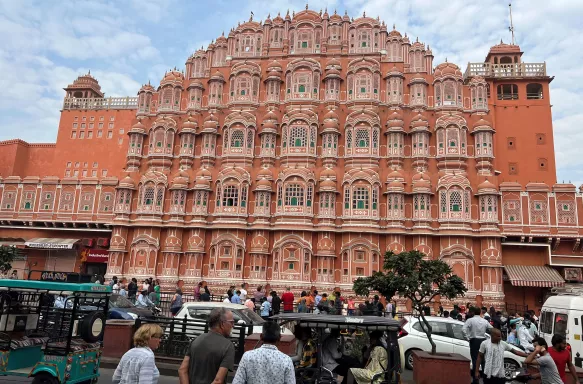 Exterior of the Hawa Mahal palace, the pink palace of winds in India