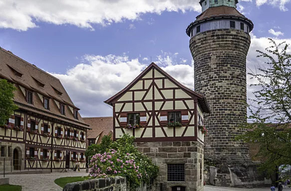 Street view of Nuremberg castle in Nuremberg, Germany