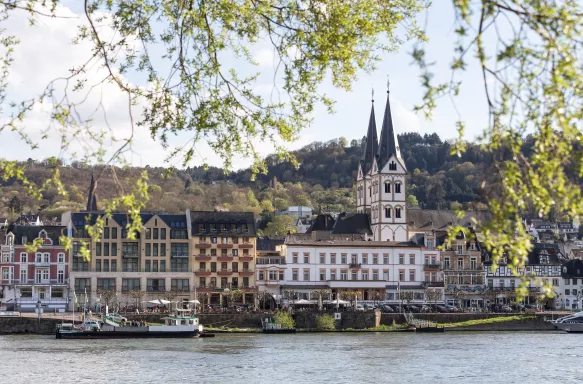 Boppard town and the Rhine river in Germany