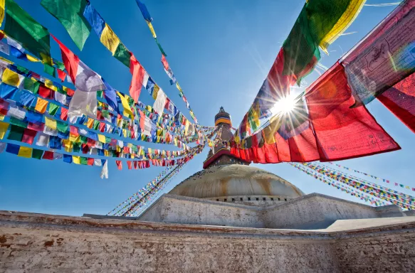 Close-up of Boudha Stupa Restaurant and café, located in the Kathmandu valley, Nepal.