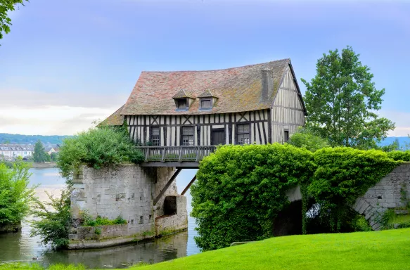 The old Mill of Vernon, above the Seine river, France