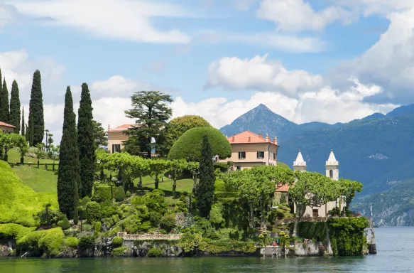 The Villa del Balbianello and gardens overlooking Lake Como, Italy