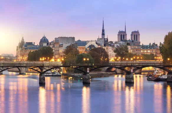 Île de la Cité island and the river Seine during sunrise, Paris