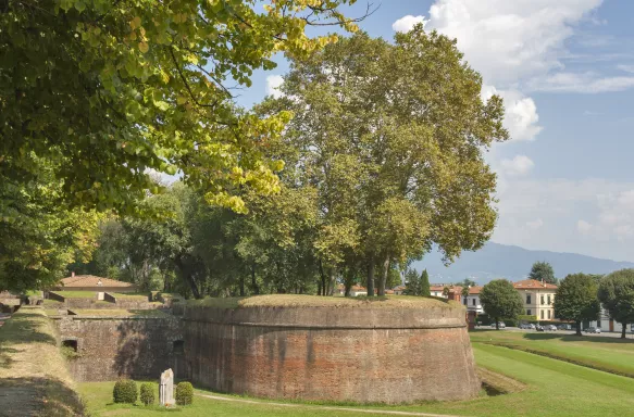 The Walls of Lucca in medieval city Lucca, Italy