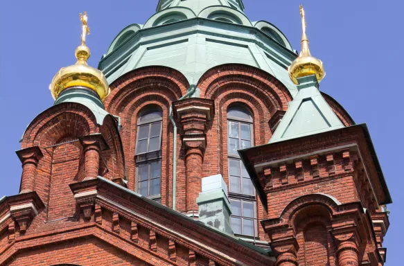 View of the Exterior of the Uspenski Orthodox Cathedral in Helsinki, Finland