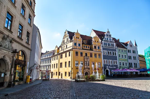 Colourful Marktplatz in Meissen town square, Germany