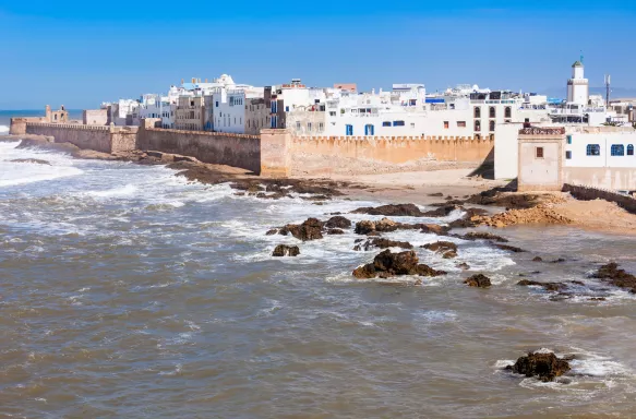 Essaouira coastline and Ramparts in Essaouira, Morocco.