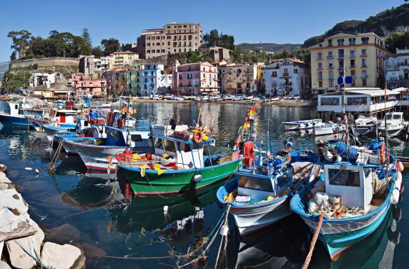 Boats docked at the Marina Grande in Sorrento, Italy