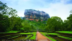 Pathway leading to an ancient rock fortress called Sigiriya, located in the northern Matale District, Sri Lanka.