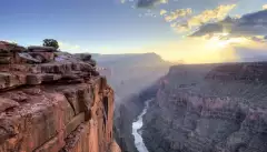 A sunrise view over the Grand Canyon and it's entrenched Colorado River