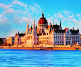 Right hand angle of the Parliament Building in Budapest