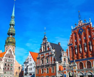 Blackheads house and Saint Peter's church in Riga