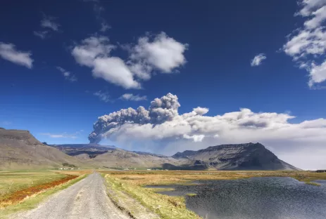 Eyjafjallajökull volcano erupting in South Iceland